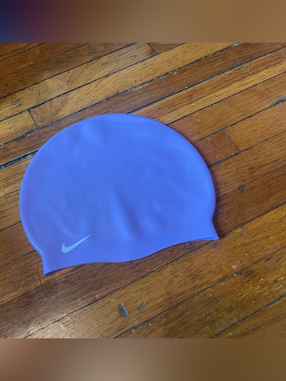 Nike Lavender Silicone Swim Cap with White Swoosh